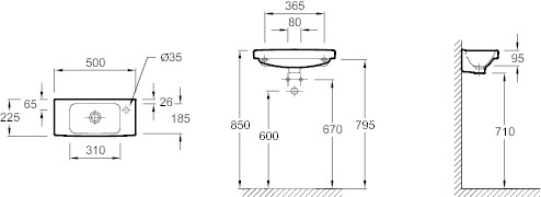Рукомойник 50х22 см Jacob Delafon E4701L-00
