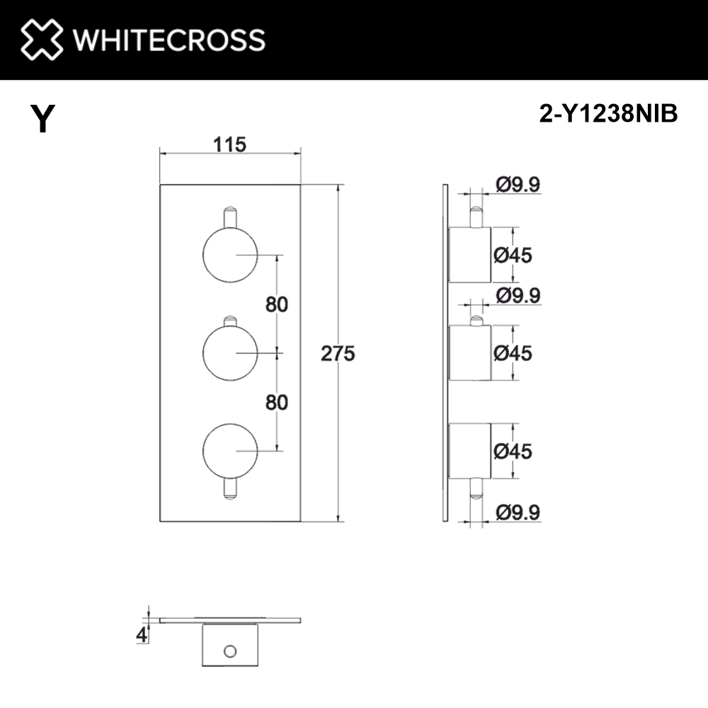 Внешняя часть смесителя для душа на 3 потребителя WHITECROSS Y1238NIB (брашированный никель)