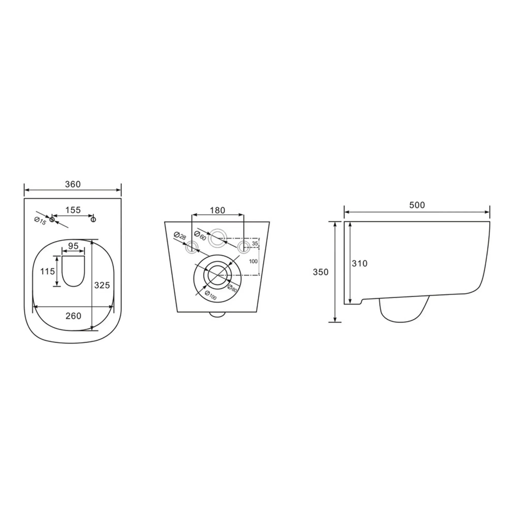 EWC700-126W Унитаз подвесной 52 см. безободковый CHARUS SKANDENBORG RIMLESS белый глянец