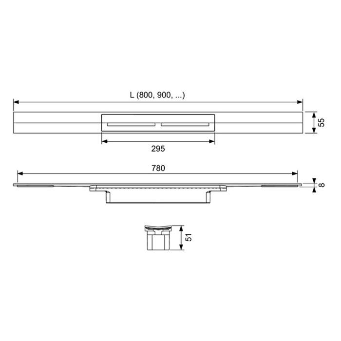 TECE Профиль для душа TECEdrainprofile, 1200 мм, PVD Polished Black Chrome 671211
