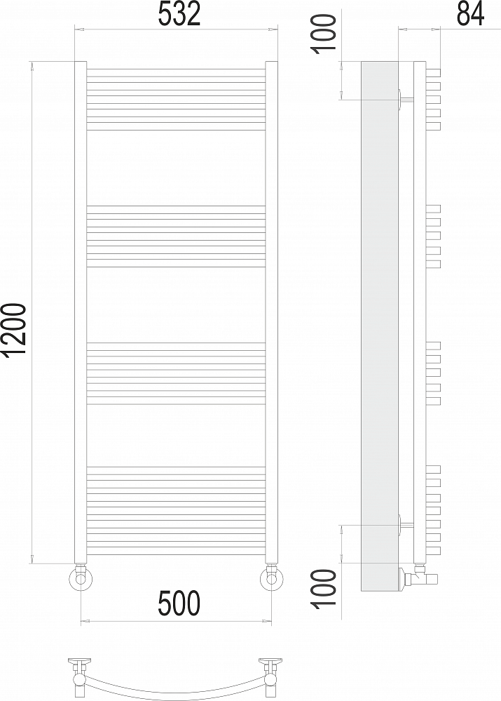 Полотенцесушитель Terminus Классик П22 500х1200 водяной