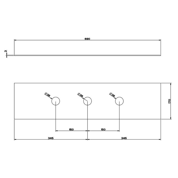 Gessi 316 Пластина на 3 отверстия для монтажного бокса, цвет: brushed black metal pvd 54593#707
