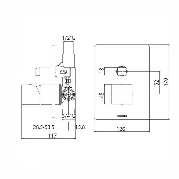 Bossini Cube Смеситель для душа, встраиваемый, 2 выхода , цвет: черный матовый Z00063.073