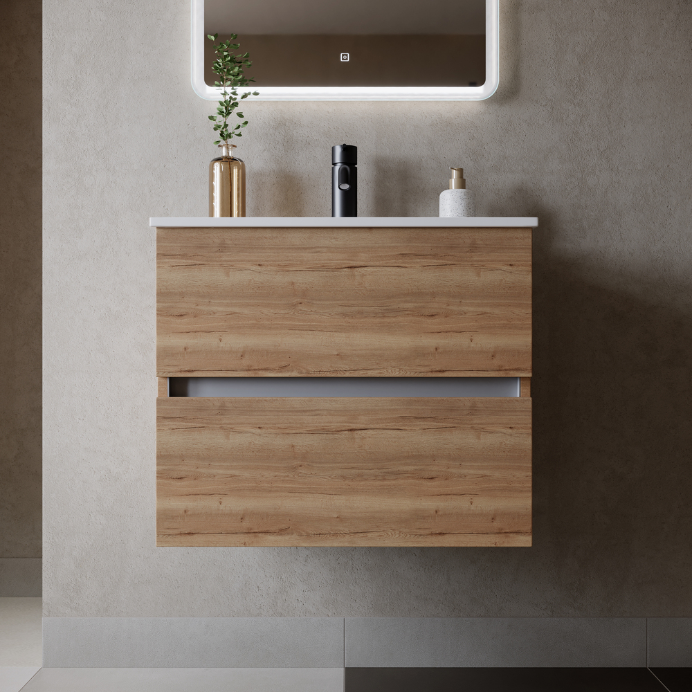 Тумба подвесная SANCOS Urban 590х450х550, c двумя ящиками оснащенными доводчиками, дуб галифакс натуральный , арт. UR60EG