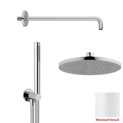 KT017A04Q AquaElite, душевой набор с верхним душем 250 мм белый матовый