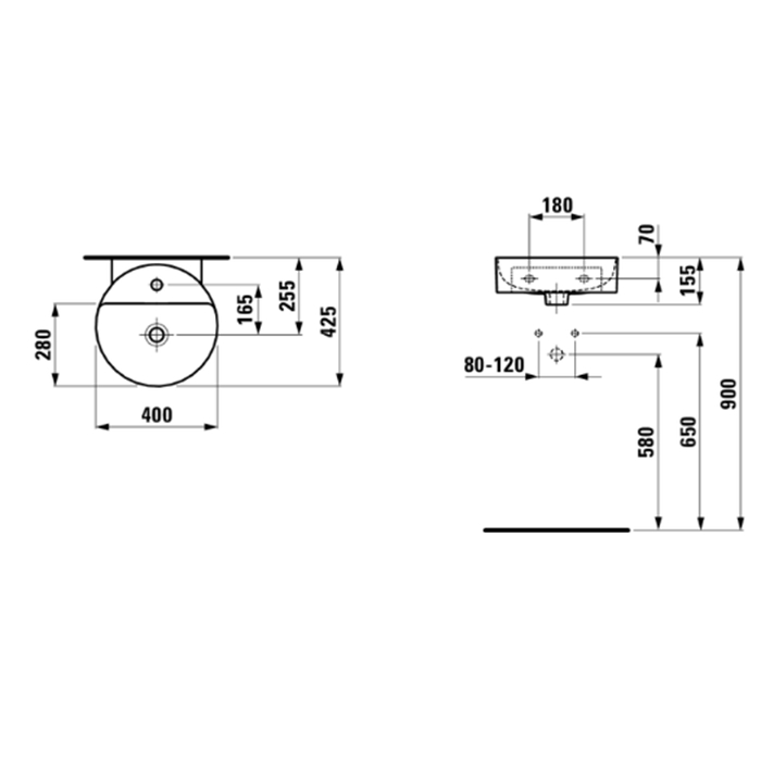 Laufen VAL Раковина 40х42.5х11 см, 1 отв., цвет: белый 8.1128.1.000.104.1