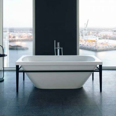 Duravit XViu Ванна отдельностоящая 160х80см, акриловая бесшовная панель, слив-перелив,, цвет: матовый черный 700444000B20000