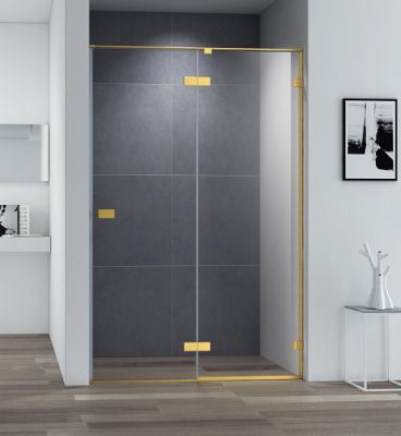 Душевая дверь 120 см,  CEZARES BELLAGIO-B-12-120-C-BORO, профиль брашированное золото.