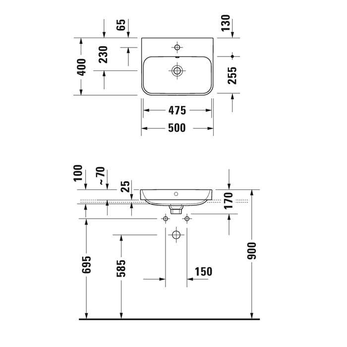 Duravit Happy D.2 Plus Раковина накладная, 50х40см., с 1 отв., выпуск с керамической крышкой, цвет: Anthracite matt/белый 2360506160
