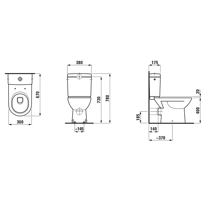 Laufen Pro Унитаз-компакт напольный,70х36х42 см, выпуск горизонтальный, цвет: белый 8.2495.6.000.000.1