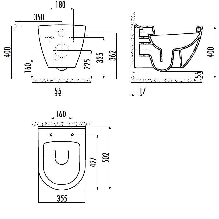 CREAVIT Унитаз подвесной TP325-11CB00E-0000