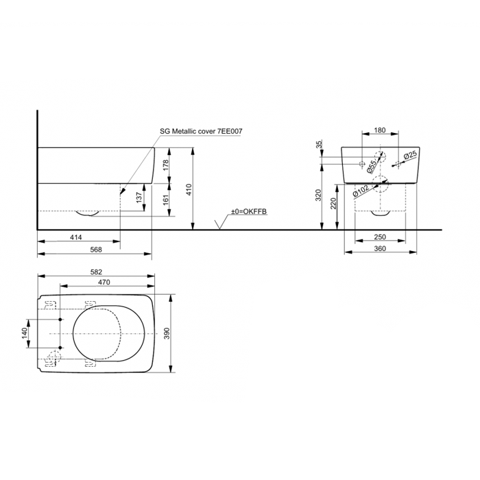 TOTO SG Унитаз подвесной 39x58.2x33.9см, безободковый, CeFiONtect, Tornado Flush цвет: белый с пластиковой панелью цвет: белый 9AE0017