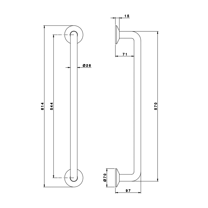 Nicolazzi Accessori Grab Bar Поручень 61.4см., подвесной, цвет: хром 5547LCR