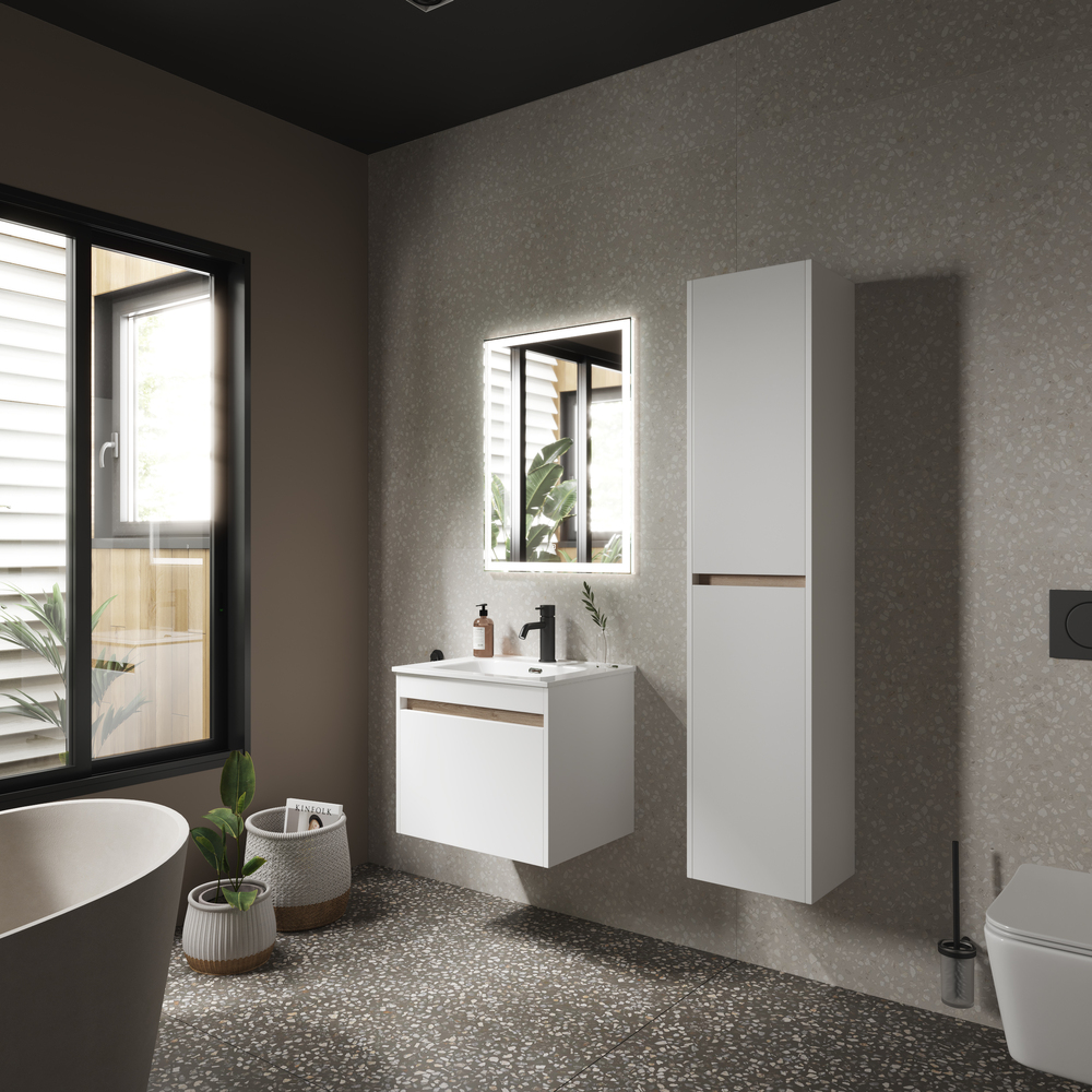 Тумба подвесная SANCOS Smart 990х450х500, c двумя ящиками оснащенными доводчиками, белый глянец , арт. SM100W