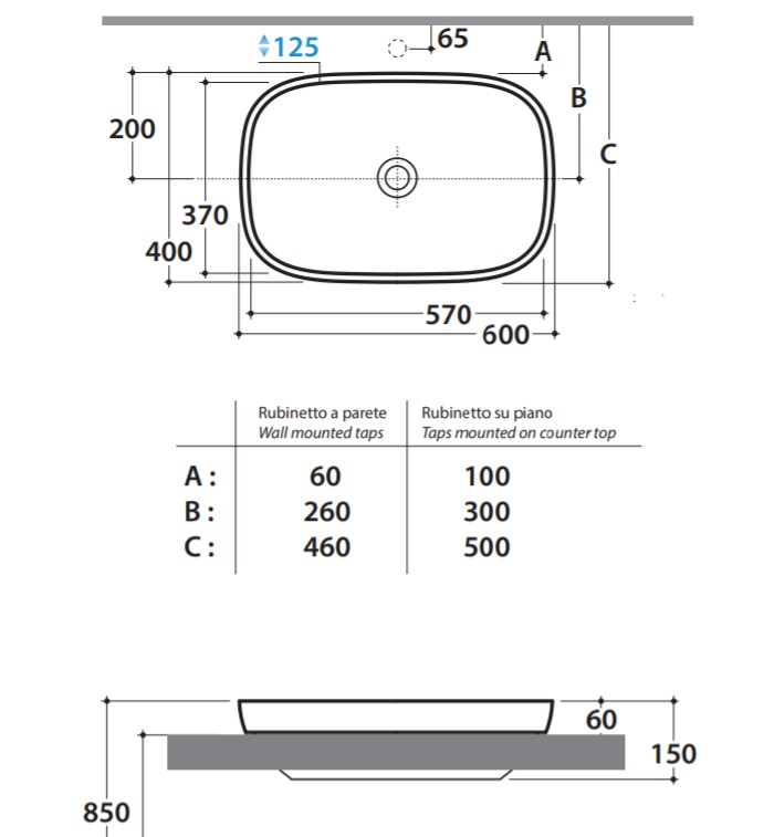 Globo Genesis Раковина 60х40 см накладная GE042