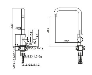 AQG INOX LITE, смеситель для кухни с загнутым поворотным изливом цвет, нержавеющая сталь 05LIT500IS