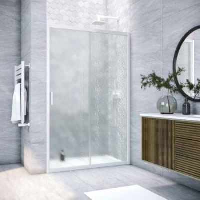 Душевая дверь в нишу  раздвижная 103-108 см, Vegas Glass ZP NOVO 105 01 02 стекло рифленое, профиль белый