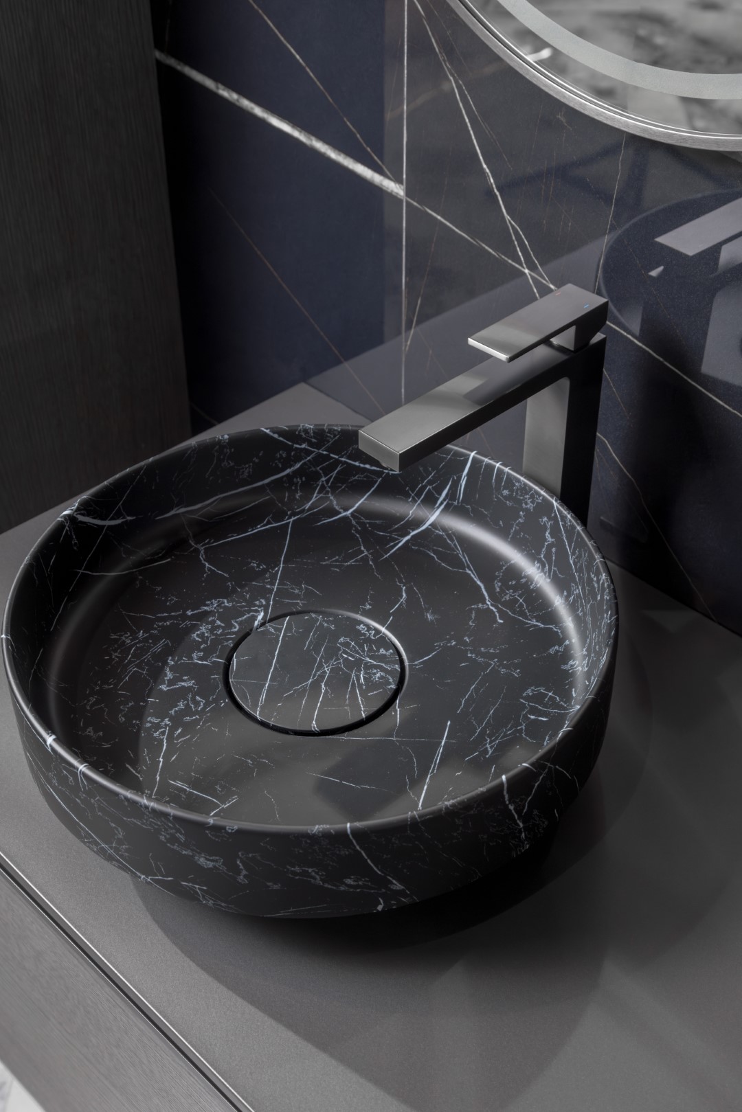 Раковина накладная Corian 400*130 Nero Marquina 801-NM
