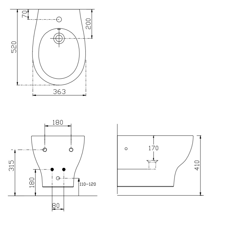 Disegno Ceramica Touch1 Биде подвесное 52 см T100700001