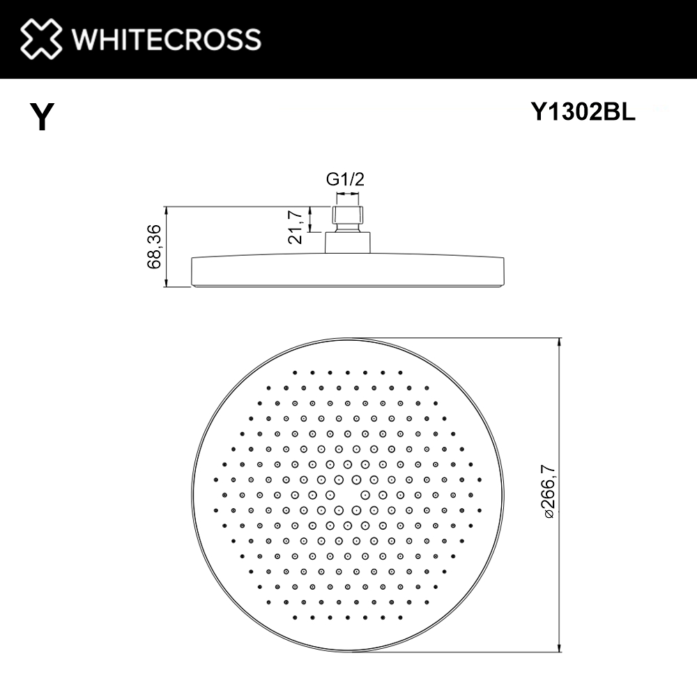 Верхний душ WHITECROSS D=27 см Y1302BL (черный мат)
