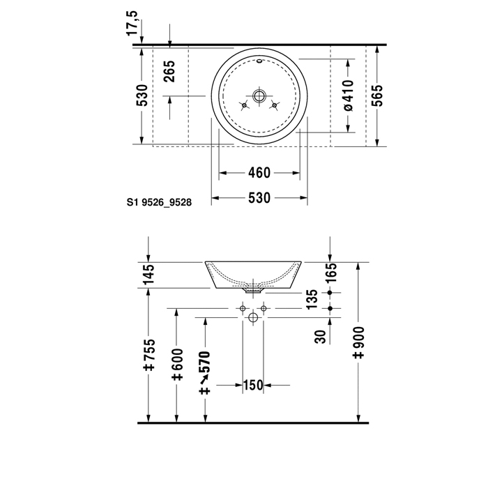 Duravit Раковина 53 см, без отв., с переливом, цвет: белый 447530000
