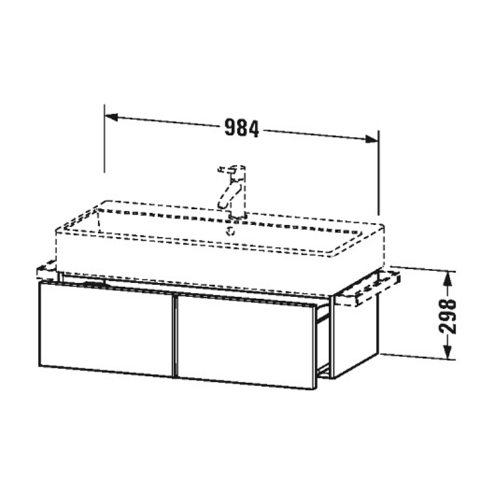 Duravit VA Тумба подвесная, 298x984x431, с раковиной, 1 выдв.ящик, цвет: черный глянцевый 2350100000