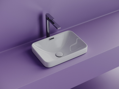 CN6078 Ceramica Nova Раковина встраиваемая сверху CERAMICANOVA Element  с отверстием слива - перелива  прямоугольной формы 460x330x170 мм  цвет белый  арт. CN6078