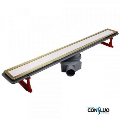 Линейный трап 450 мм PESTAN Confluo Premium Line Gold With White Glass 13100089