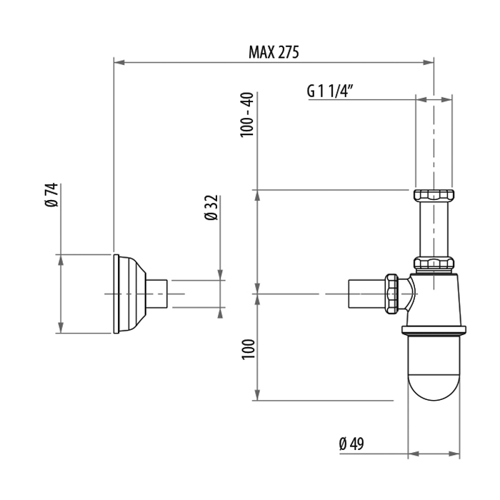 Gattoni Accessori Сифон 1/1,4&amp;quot; для раковины, цвет: хром 0152/00C0