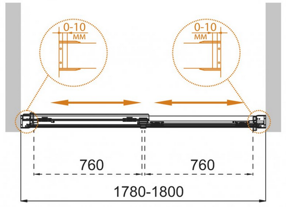 Шторка на ванну 180 см, открывание в обе стороны Cezares TANDEM-SOFT-VF-2-180/145-C-Cr-IV