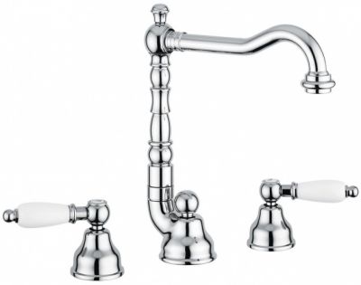 Emmevi Deco Ceramic, смеситель 121643  с донным клапаном для раковины на 3 отверстия, цвет хром 121643/CR