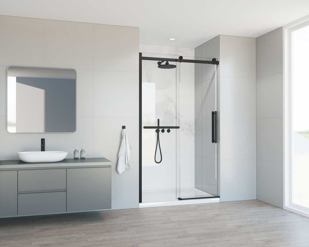 Душевая дверь Como Soft VDS-1CS120CLB, 1200, черный, стекло прозрачное