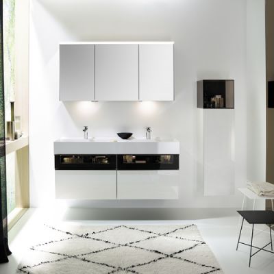 Burgbad Yumo Комплект подвесной мебели 131x47x64см., со стеклянной вставкой, цвет: белый SFKM132  F3193 C0001*2