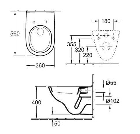 Унитаз подвесной VILLEROY&BOCH O.NOVO 5660 HR 01