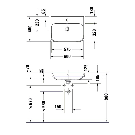 Раковина 60x46 Duravit Happy D.2 Plus 2360601300