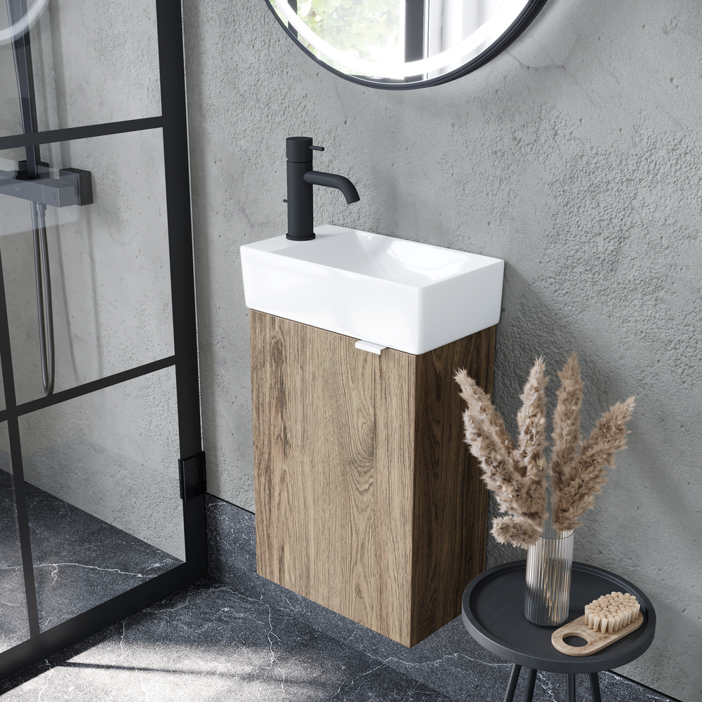 Тумба подвесная SANCOS Mini 355х205х500, с распашной дверцей, внутри 1 полка, дуб чарльстон , арт.MN35ECHL