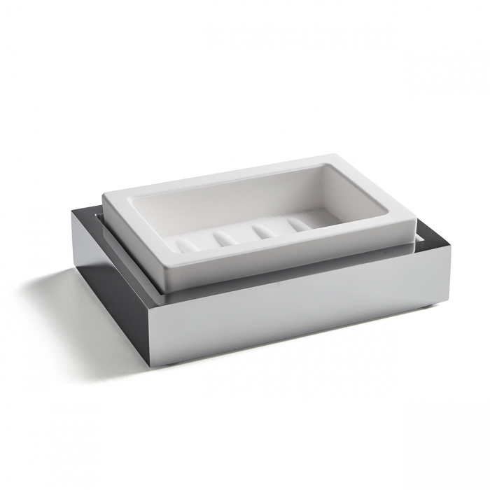 3SC SK 3.0 Мыльница подвесная, композит Solid Surface, цвет: цвет: белый/хром SK01SL.BO