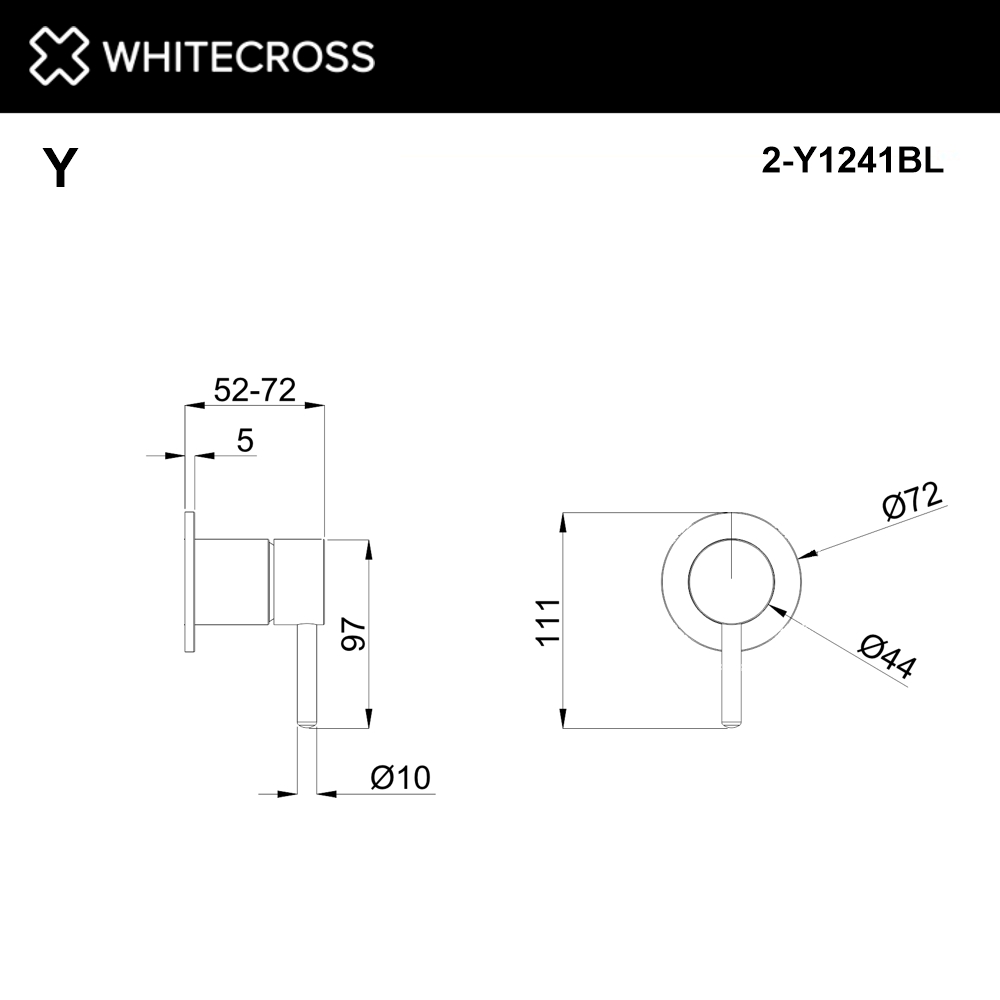Внешняя часть смесителя на 1 потребитель WHITECROSS Y1241BL (черный мат)