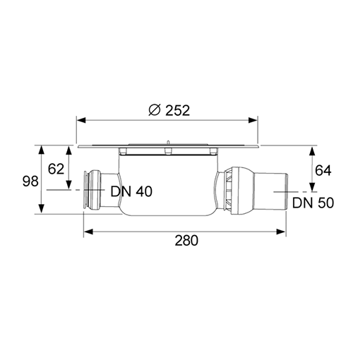 TECE Сифон горизонтальный DN50 3601500