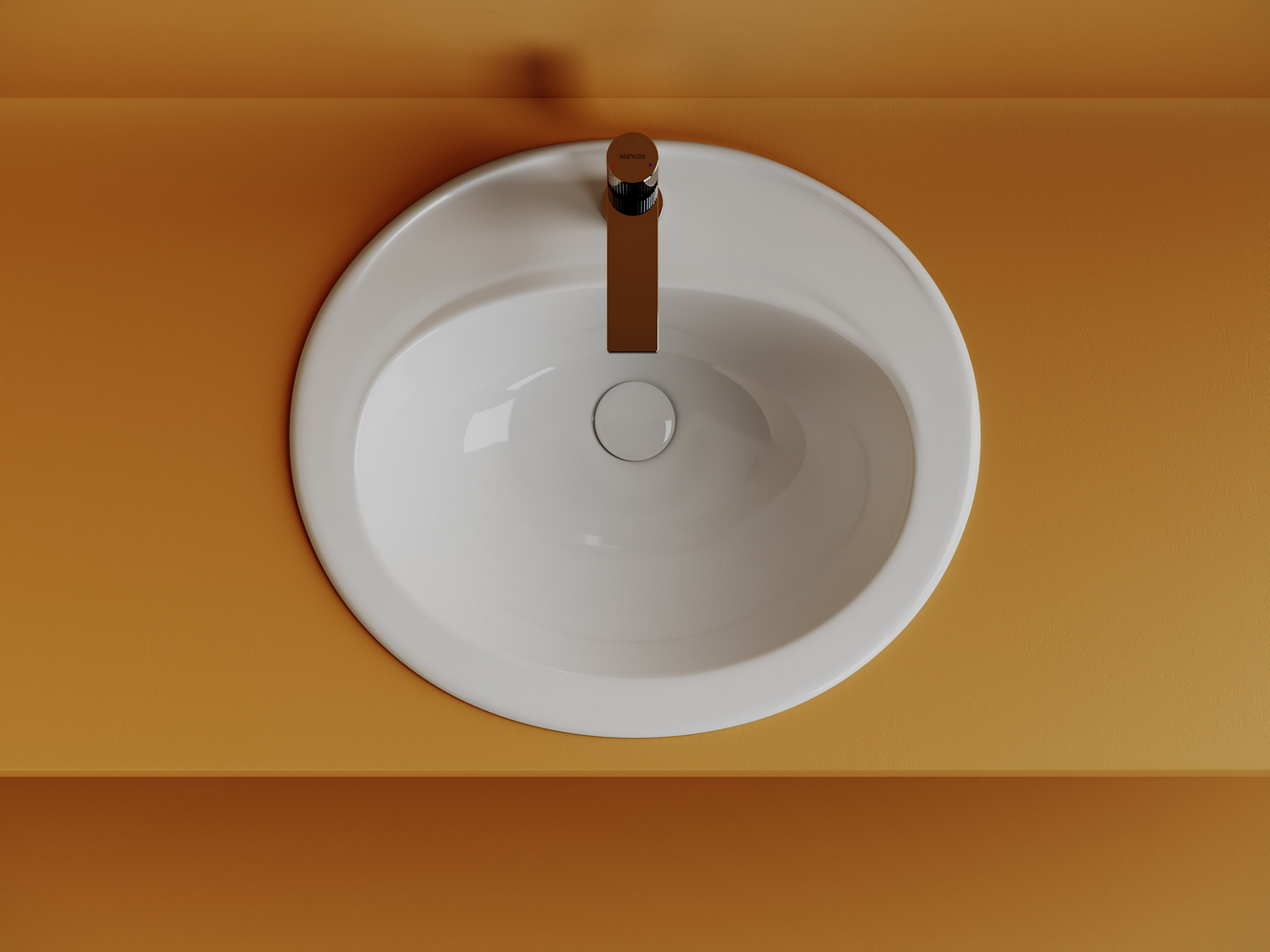 CN6079 Ceramica Nova Раковина встраиваемая сверху CERAMICANOVA Sun с отверстием слива - перелива овальной формы 565x495x200 мм  цвет белый  арт. CN6079