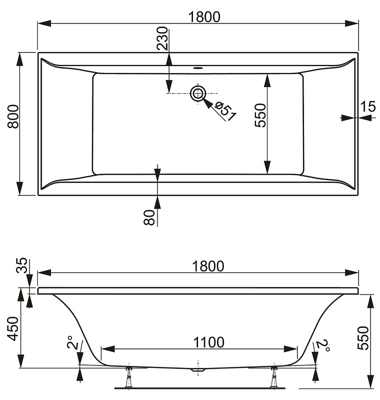 Акриловая ванна VAGNERPLAST VERONELA 180x80