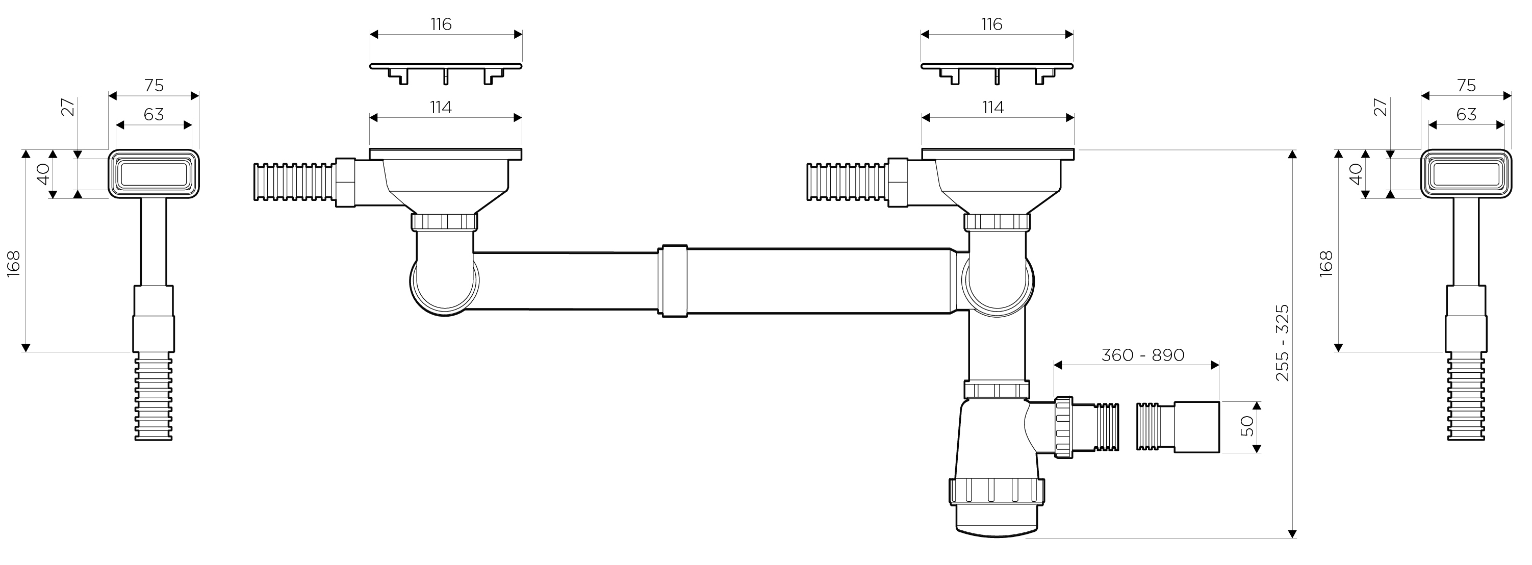 Сифон для кухонной мойки Omoikiri WK-2C-LG