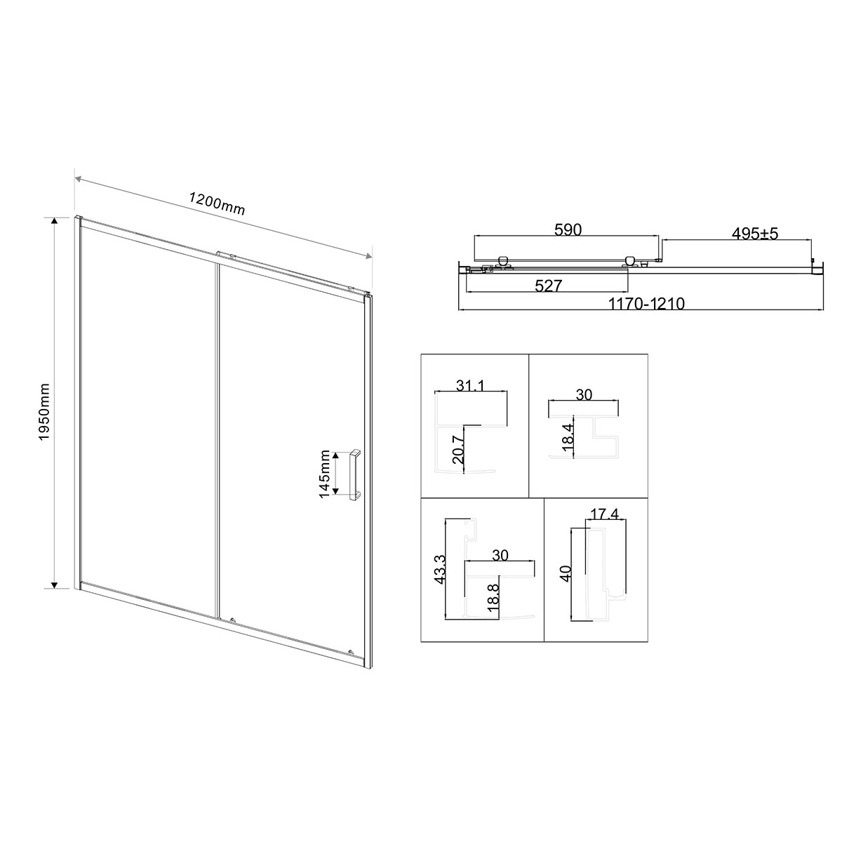 Душевая дверь City VDS-5CT120MT, 1200, хром, стекло текстурное