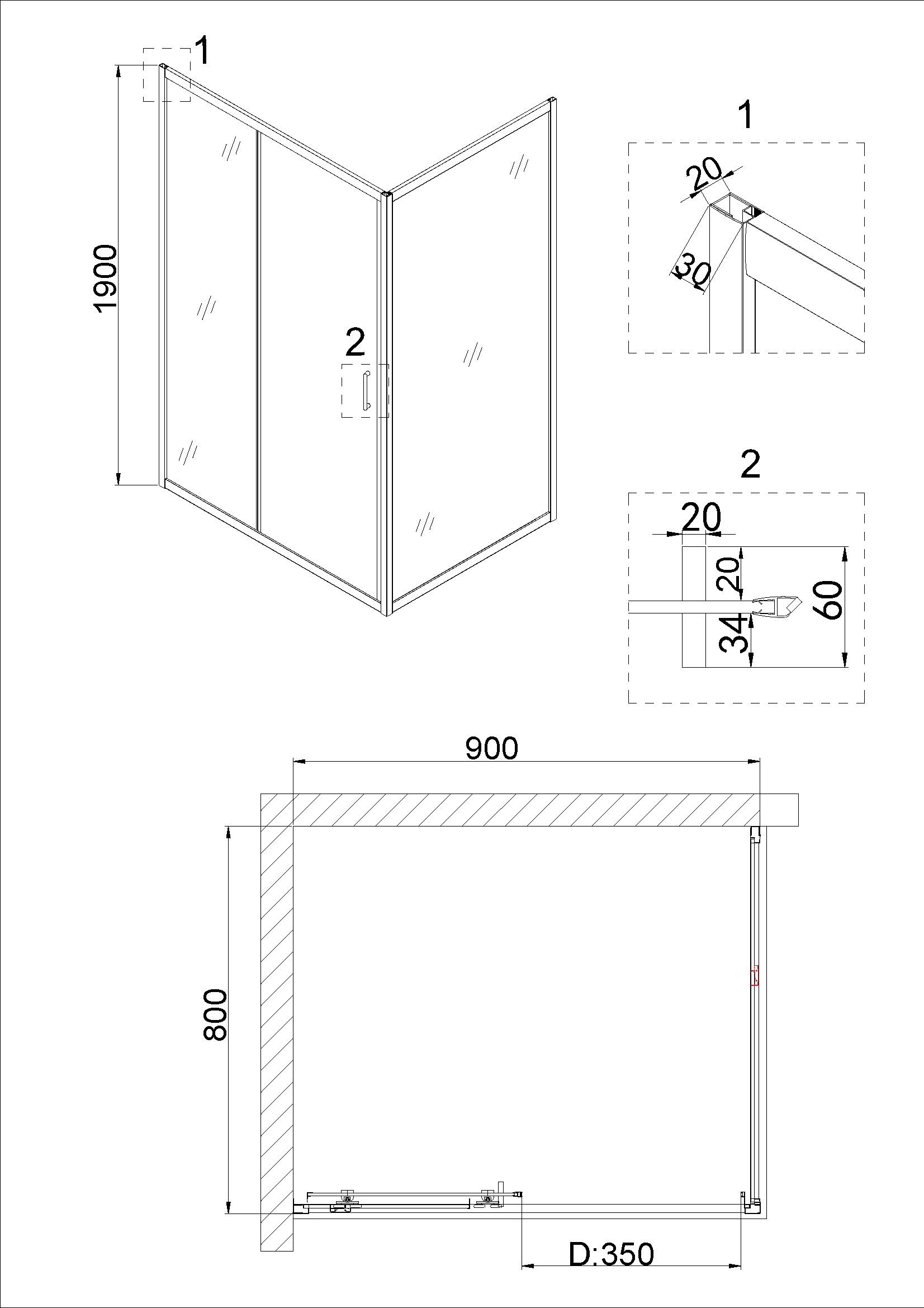 Боковая стенка NG-A80G (80х190) 1 место