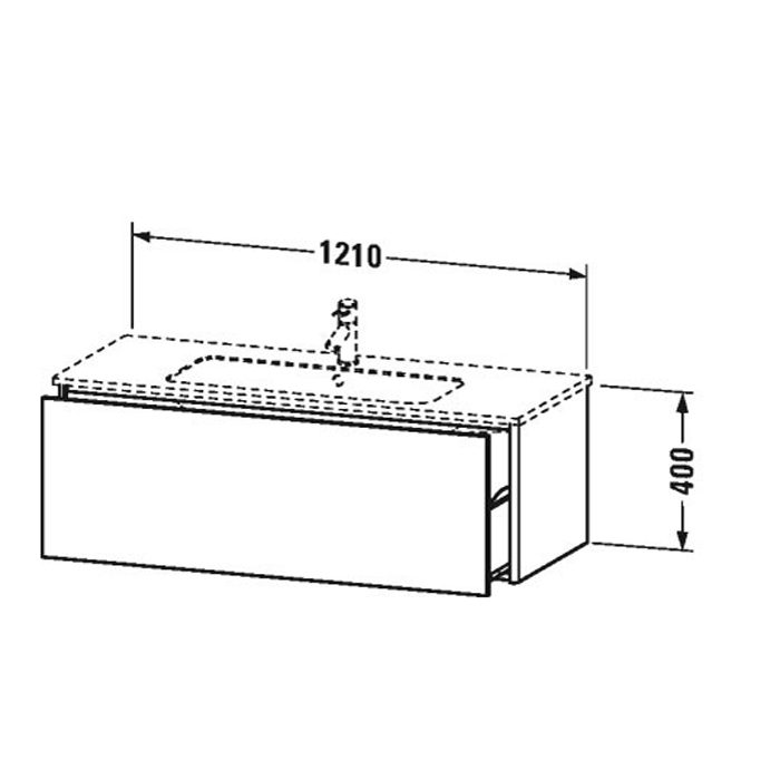 Duravit XSquare Тумба подвесная, 121х47.8х40см, с раковиной, с 1 выдв ящик, цвет: черный глянцевый XS407404040