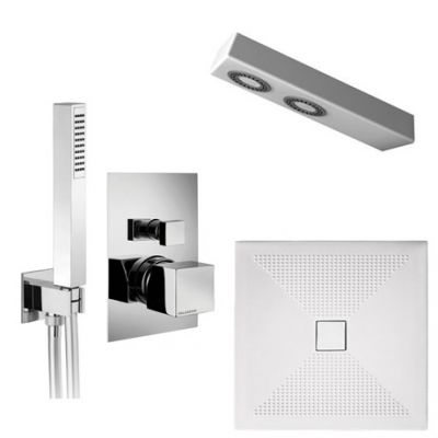 IF106_10 Palazzani встроенный смеситель + душевой гарнитур + верхний душ + поддон Althea Ceramica, Хром 10/01Q