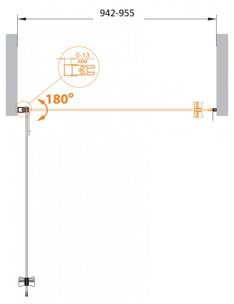Cezares ECO O-B-1-95-P-Cr Душевая дверь 60 см, стекло рифлёное Punto