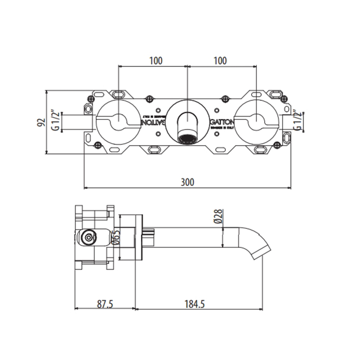 Gattoni GAS Смеситель для раковины, встраиваемый, цвет: Gold 24KT GS165/31D0