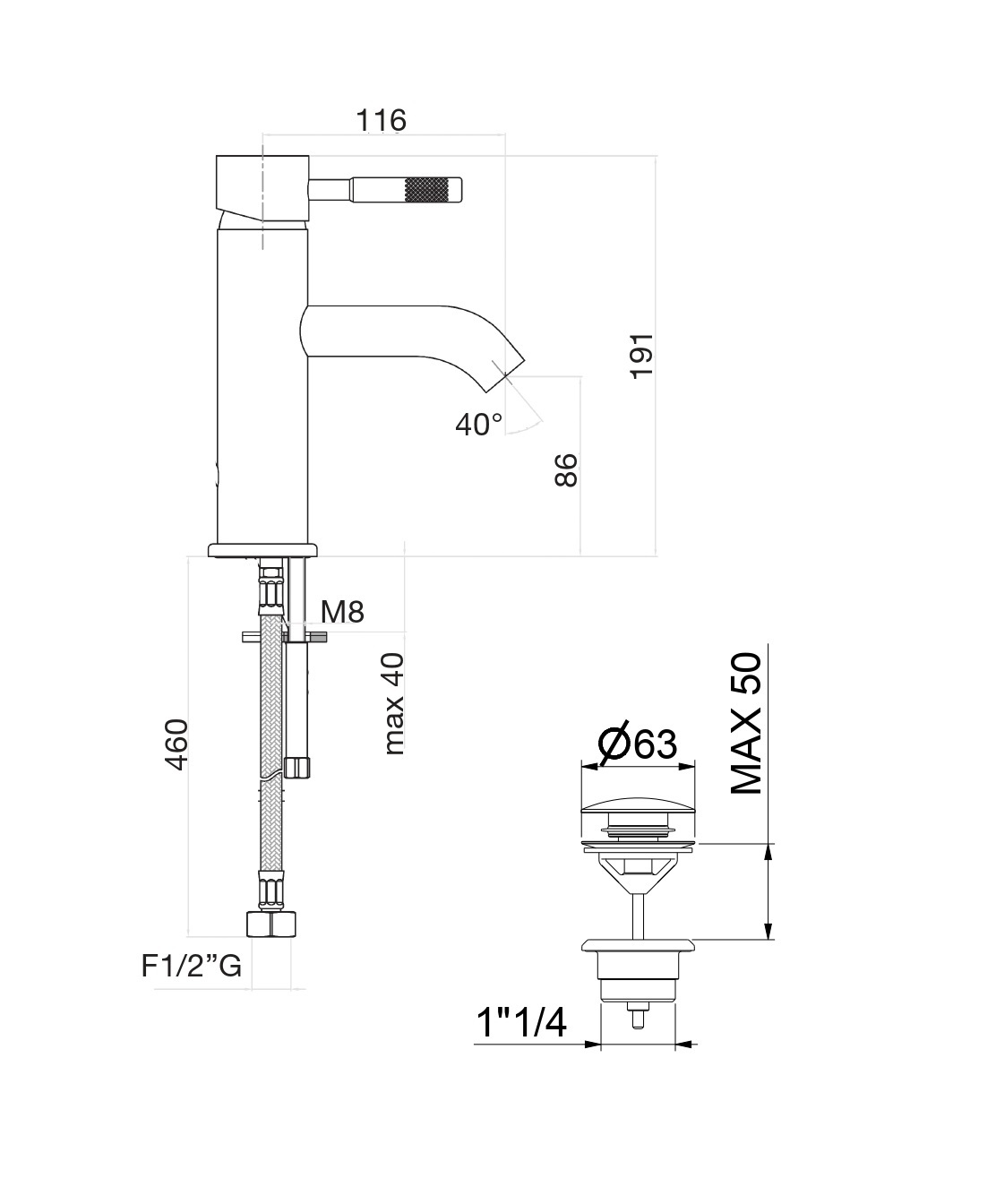 Смеситель для раковины Fiore XENON 44NN5283, черный