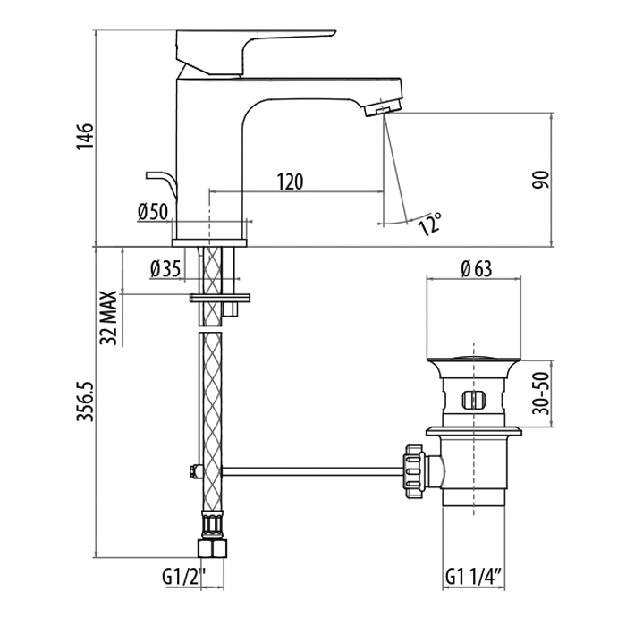 Gattoni H2Omix3000 Смеситель для раковины цвет: хром 3045/30C0cr